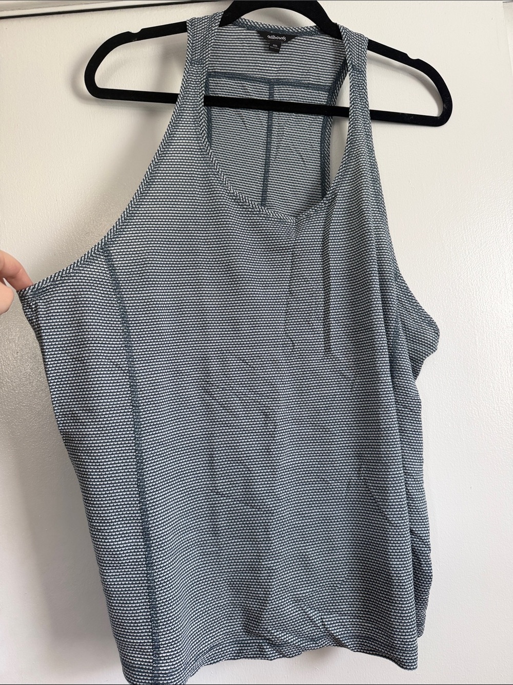 allbirds Blue & White Striped Racerback Tank